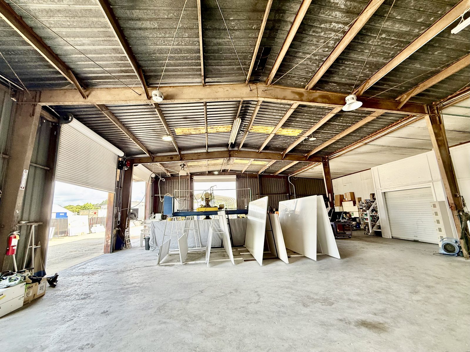 Main warehouse interior - clear span, roll-up doors at both ends