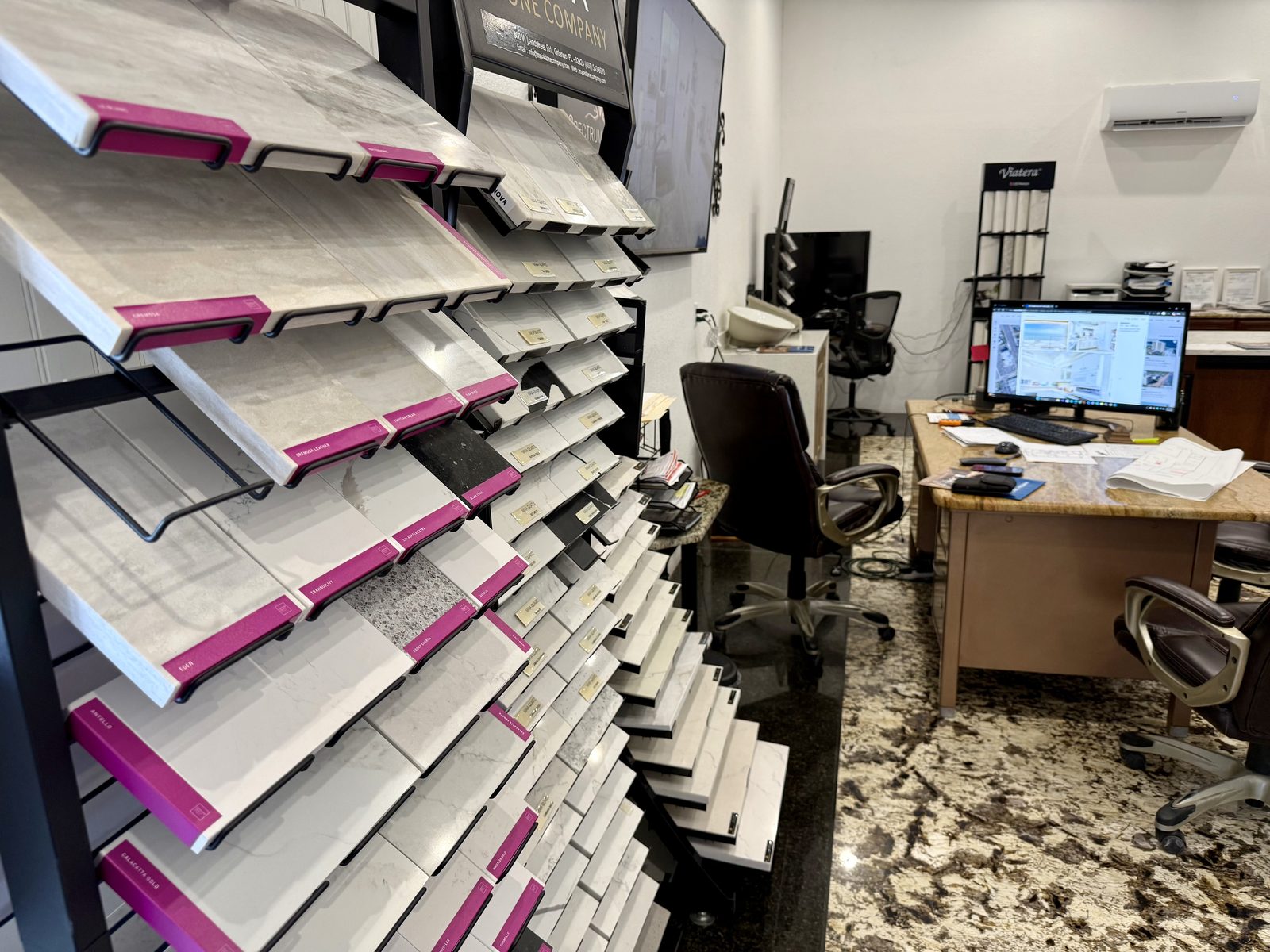 Customer showroom with sample displays